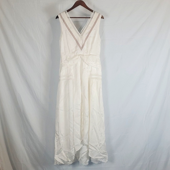 Self-Portrait Ivory Lace Jacquard V-Neck Maxi Dress - Picture 4 of 14